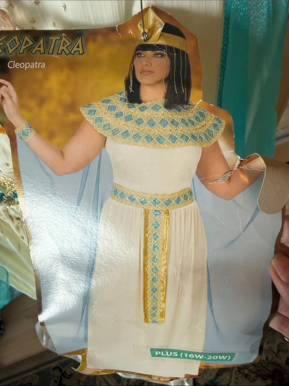 Cleopatra Egyptian White & Gold Costume Dress with Necklace Plus Sz 16W-20W NWT